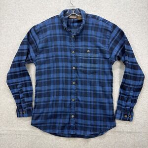 Blue Stream Outdoors Shirt Mens Large Blue Black Plaid Flannel Lumberjack Rugged